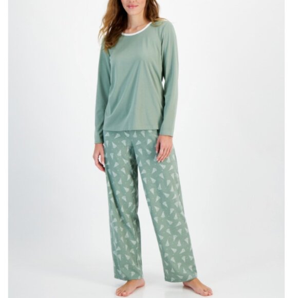 Charter Club Women's 2-Pc. Long-Sleeve Pajamas Set Green Size XL 00177 - Picture 1 of 2